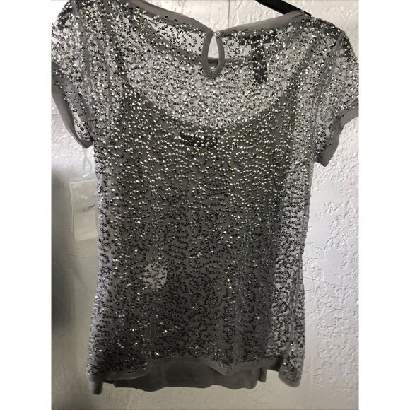 INC International Concepts Stretch Top Silver Meta - Picture 5 of 5